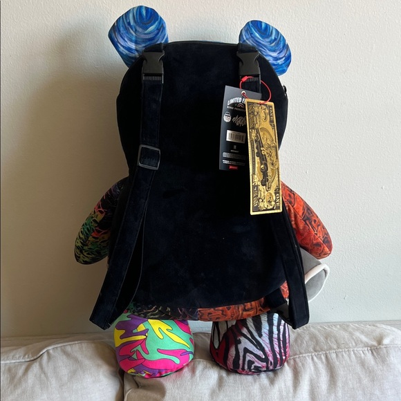 Sprayground Black Backpack with Smiley Tag - Picture 6 of 8